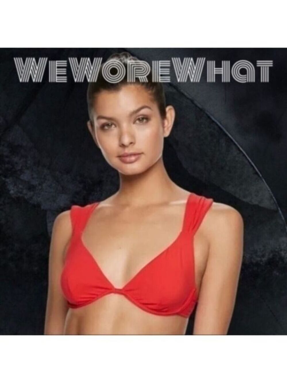 WE Wore What Allie Print Bikini Top in Tomato Red